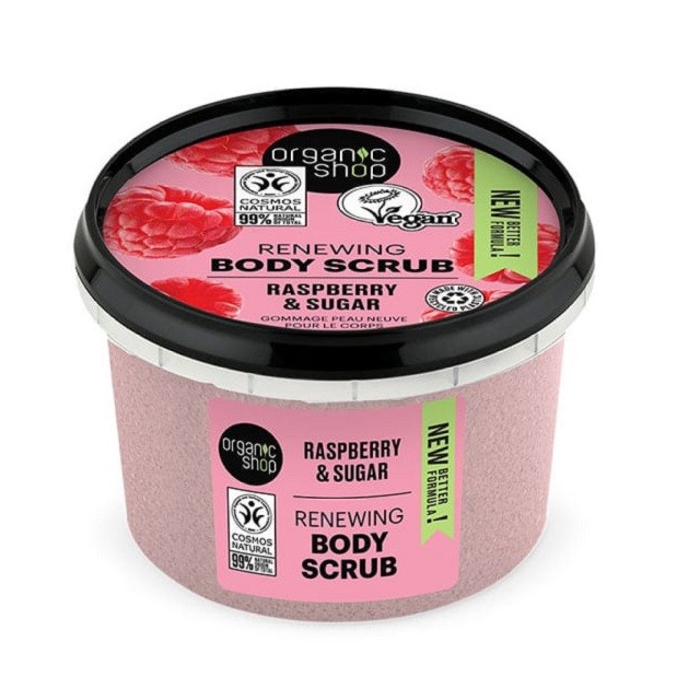 Natura Siberica Organic Shop Renewing Body Scrub Raspberry & Sugar Απολεπιστικό Σώματος, 250ml