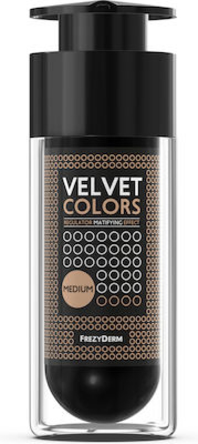 FREZYDERM Velvet Colors Medium Make Up Με Ματ Αποτέλεσμα & Βελούδινη Υφή Σε Μέτρια Απόχρωση, 30ml