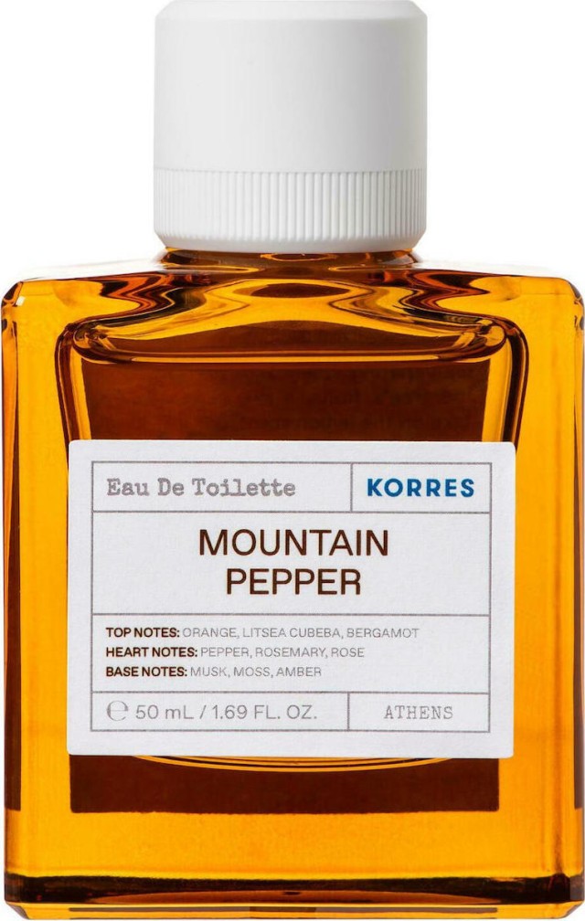 KORRES Mountain Pepper Eau de Toilette Διαχρονικό Ανδρικό Άρωμα Με Νότες Orange, Litsea, Cubeba, Bergamot, 50ml