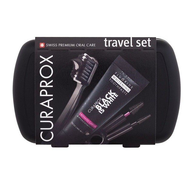 Curaprox Black is White Travel Set Πακέτο Στοματικής Υγιεινής Σε Μαύρο Χρώμα, 1 Τεμάχιο
