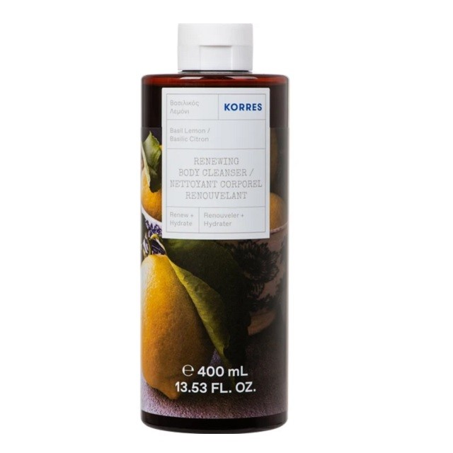 Korres Renewing Body Cleanser Basil & Lemon Αφρόλουτρο Με Άρωμα Βασιλικό & Λεμόνι, 400ml