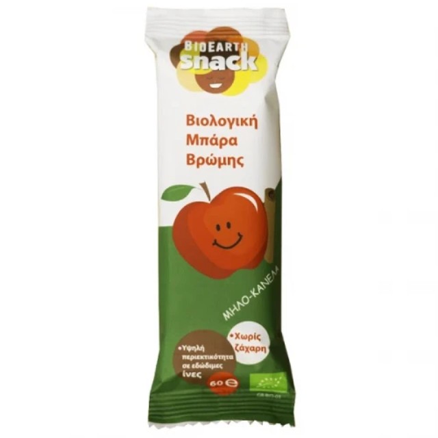 BioEarth Βιολογική Μπάρα Βρώμης με Γεύση Μήλο - Κανέλα 60gr