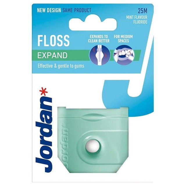 Jordan Expand Dental Fresh Floss Εξαιρετικά Μαλακό Οδοντικό Νήμα Γεύση Μέντας, 25m