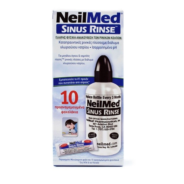 NeilMed Sinus Rinse Kit Σύστημα Ρινικών Πλύσεων & 10 φακελάκια