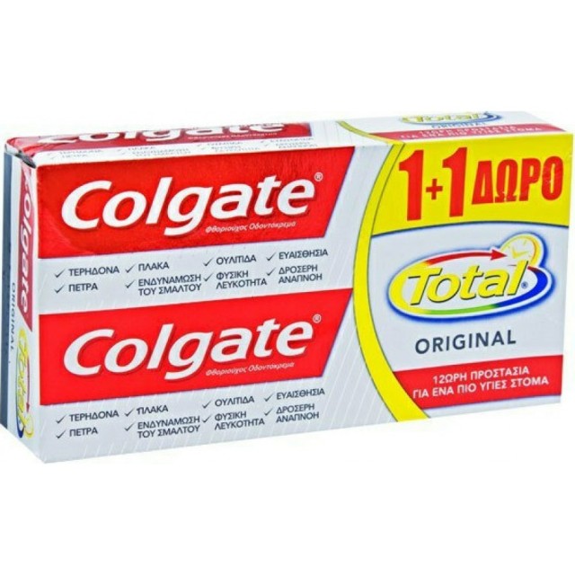 COLGATE Total Original Οδοντόκρεμα για Υγιές Στόμα 1+1 ΔΩΡΟ 2x75ml