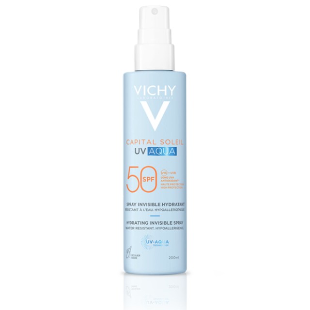 Vichy Capital Soleil UV Aqua Hydrating Invisible Spray SPF50 Αντηλιακό για Πρόσωπο & Σώμα 200ml