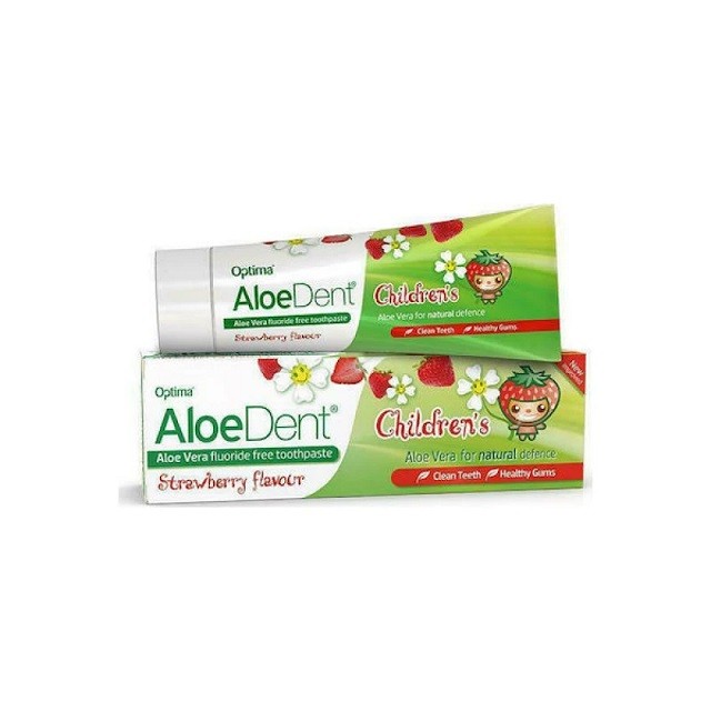 Optima Aloe Dent Childrens Toothpaste Strawberry Παιδική Οδοντόκρεμα Με Αλόη Βέρα & Γεύση Φράουλα, 50ml
