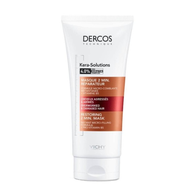 Vichy Dercos Kera-Solutions 4.0% Keratin Restoring 2 min Mask, Μάσκα Μαλλιών 2 λεπτών, 200ml