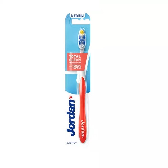 Jordan Total Clean Medium Οδοντόβουρτσα Μέτρια Κόκκινη 1τμχ
