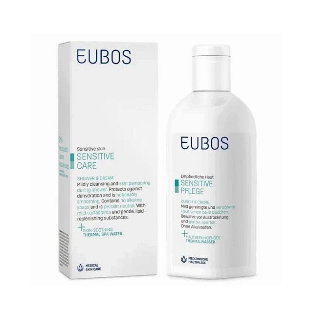 EUBOS Sensitive Care Shower & Cream Απαλό Υγρό Καθαρισμού Για Ευαίσθητες Επιδερμίδες, 200ml
