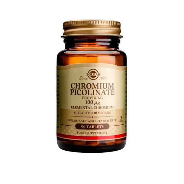 Solgar Chromium Picolinate 100mg Συμπλήρωμα Διατροφής, 90 Ταμπλέτες