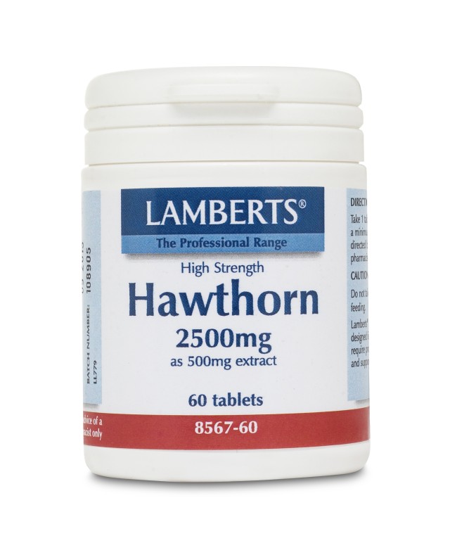 Lamberts Hawthorn 2500mg, Εκχύλισμα Κράταιγου με Αγγειοδρασταλτική Δράση για την Ενίσχυση της Υγείας της Καρδιάς 60tabs 8567-60