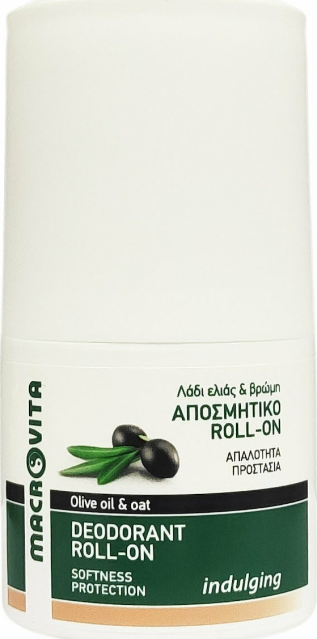 Macrovita Deodorant Roll on Indulging with Olive & Oat, Λάδι Ελιάς & Βρώμης Αποσμητικό Roll-On 50ml