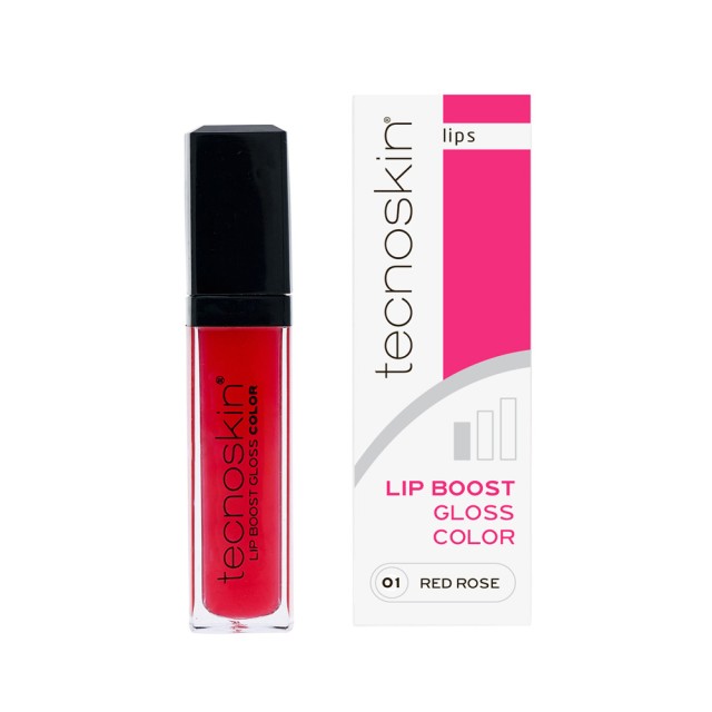 Tecnoskin Lip Boost Gloss Color - Αντιρυτιδικό Lip Gloss 01 Red Rose 7ml