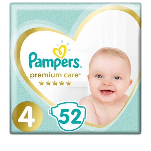 Pampers Premium Care Jumbo Pack Πάνες No4 (8-14 kg), 52 τεμάχια