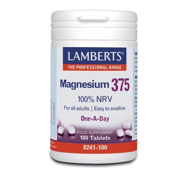 Lamberts Magnesium 375 Συμπλήρωμα Διατροφής Με τις 4 Σημαντικότερες Μορφές Αλάτων Μαγνησίου, 180 tabs 8241-180