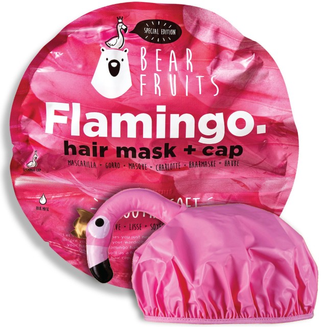 BEAR FRUITS Flamingo Μάσκα Μαλλιών Για Μαλακά & Απαλά Μαλλιά, 20ml + Σκουφάκι Φλαμίνγκο
