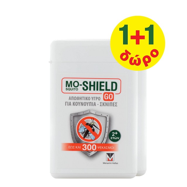 MENARINI Mo-Shield Go Πακέτο 1+1 Απωθητικό Υγρό Για Κουνούπια & Σκνίπες Κατάλληλο Για Παιδιά, 2x17ml