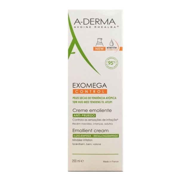 A-DERMA Exomega Control Emollient Cream Μαλακτική Κρέμα Για Δέρμα Πολύ Ξηρό ή με Τάση Ατοπίας, 200ml