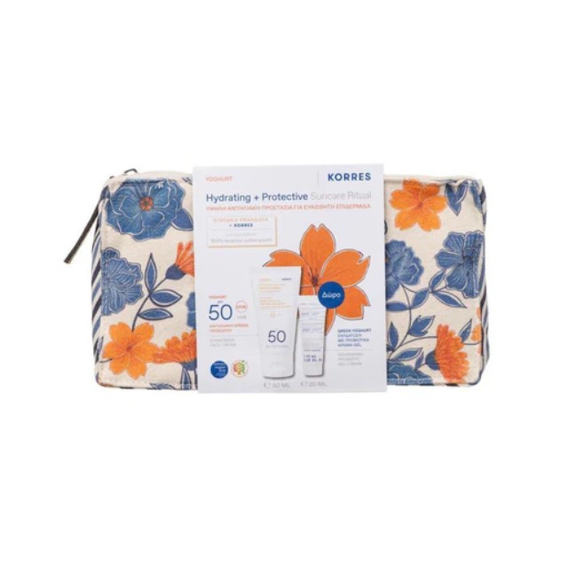Korres Sunscreen Πακέτο Yoghurt Αντηλιακή Κρέμα Προσώπου SPF50 50ml + Δώρο Νεσεσέρ με Ενυδατική Κρέμα-Gel 20ml