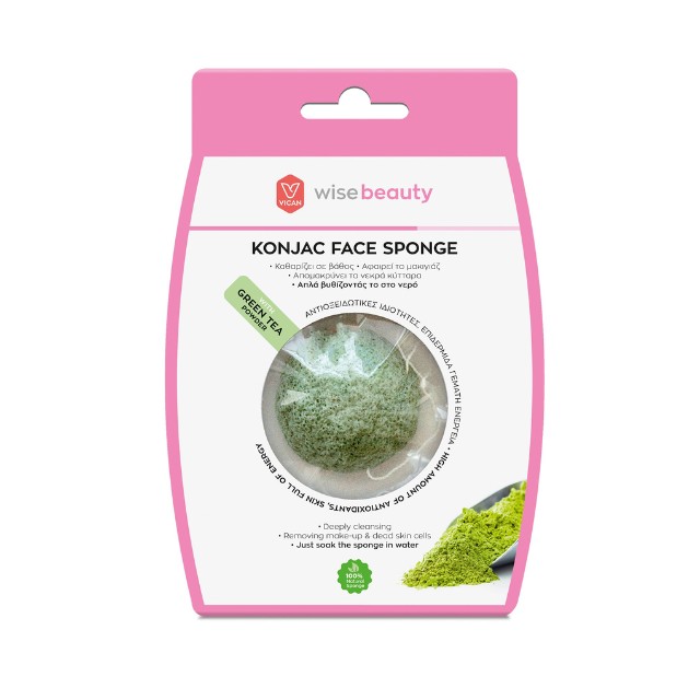 Vican Wise Beauty Konjac Face Sponge With Green Tea Powder 1τμχ