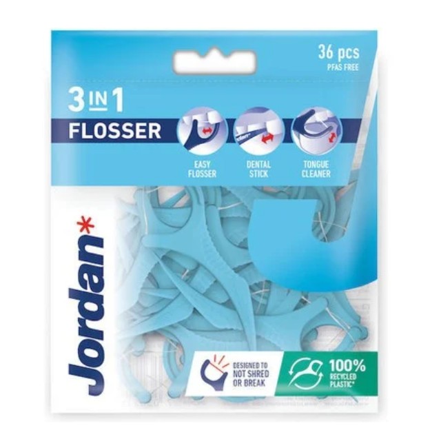 Jordan 3 in 1 Flossers Οδοντικό Νήμα Με Λαβή 36τμχ