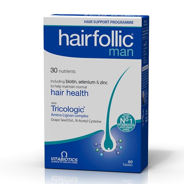 Vitabiotics Hairfollic Man Συμπλήρωμα Διατροφής Για Την Ανδρική Τριχόπτωση, 60 Ταμπλέτες