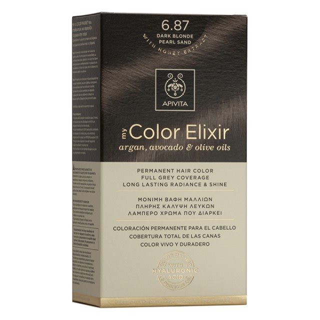 APIVITA My Color Elixir Νο 6.87 Βαφή Μαλλιών Μόνιμη Ξανθό Σκούρο Περλέ Μπεζ