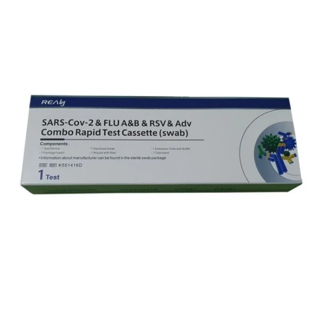 Realy Sars-Cov-2 & Flu A+B & Rsv & Adv Διαγνωστικό Τεστ Ταχείας Ανίχνευσης Αντιγόνων 1τμχ