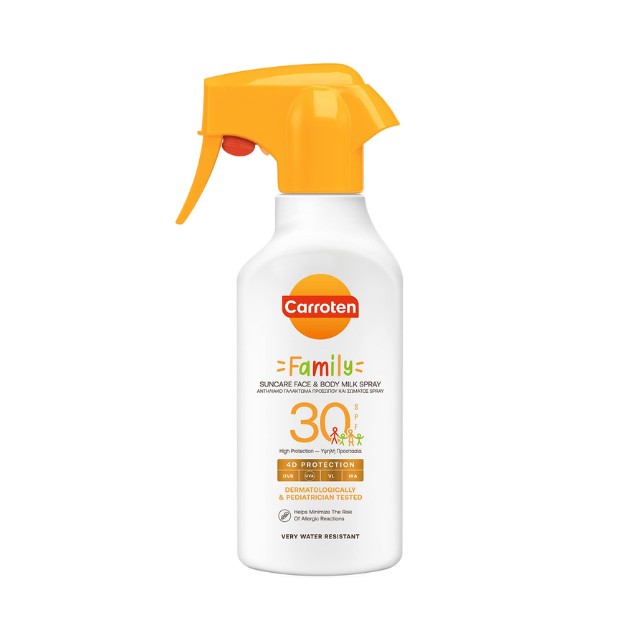 Carroten Family Suncare Face & Body Milk Spray SPF30 Αντηλιακό Γαλάκτωμα Προσώπου & Σώματος 270ml