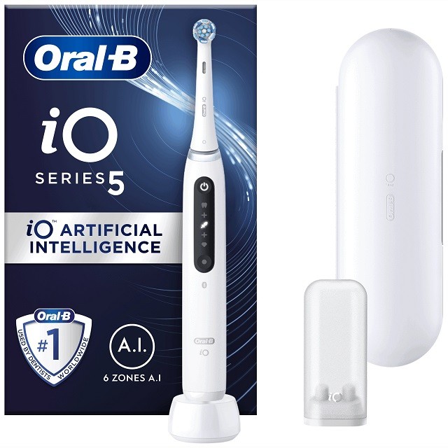 Oral-B iO Series 5 White Ηλεκτρική Οδοντόβουρτσα Με Αισθητήρα Πίεσης Σε Λευκό Χρώμα, 1τμχ
