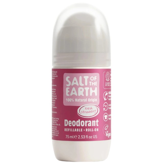 Salt of the Earth Natural Refillable Επαναγεμιζόμενο Αποσμητικό Roll-On Fresh Strawberry 75ml