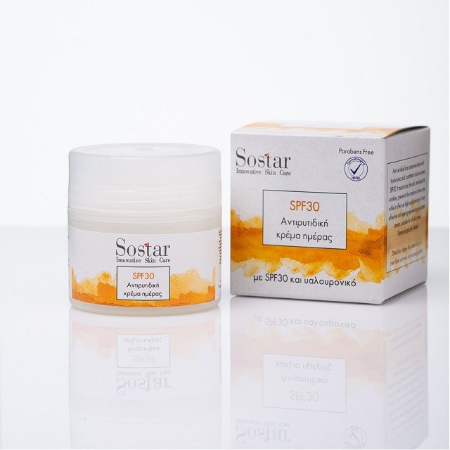 Sostar Focus Anti-wrinkle Face Cream Hyaluronic Acid SPF30 Αντιγηραντική Κρέμα Ημέρας Με Υαλουρονικό Οξύ, 50ml