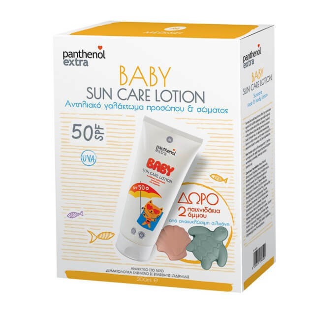 Panthenol Extra Πακέτο Baby Sun Care Lotion Αντηλιακό Γαλάκτωμα Προσώπου & Σώματος SPF50, 200ml & Δώρο Παιχνιδάκια Άμμου Κοχύλι & Χελωνάκι