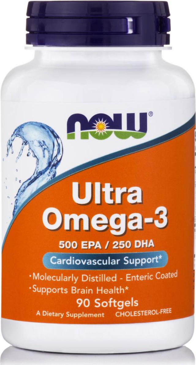 NOW FOODS Ultra Omega-3 500 EPA/250 DHA Συμπλήρωμα Διατροφής Ωμέγα-3 Λιπαρών Οξέων , 90 Μαλακές Κάψουλες