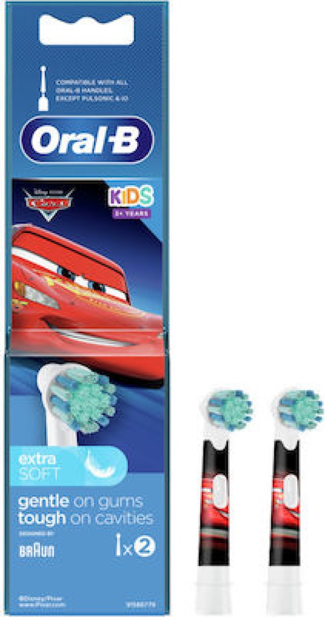 Oral-B Ανταλλακτικές Κεφαλές Kids Cars Extra Soft Παιδικής Ηλεκτρικής Οδοντόβουρτσας, 2τμχ