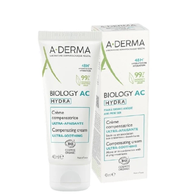 A-DERMA Biology AC Hydra Ultra-Soothing Compensating Cream Αντισταθμιστική Καταπραϋντική Κρέμα Για Δέρματα Με Τάση Ακμής, 40ml