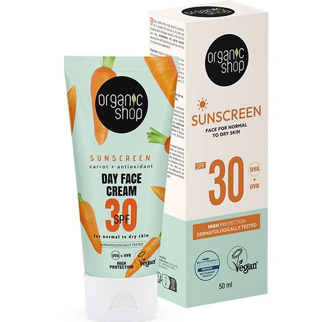 Natura Siberica Organic Shop Sunscreen Face For Normal to Dry Skin SPF30 Αντηλιακό Προσώπου Με Καρότο, 50ml