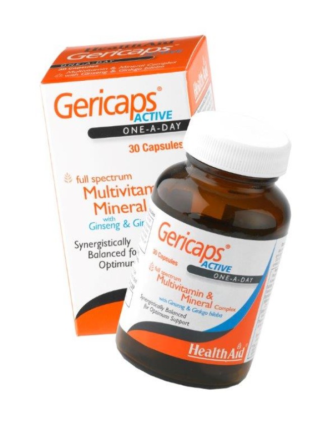 HEALTH AID Gericaps Active Πολυβιταμίνες με Τζίνσενγκ & Τζίνγκο Μπιλόμπα, 30caps