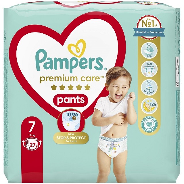 Pampers Premium Care Pants Πάνες Βρακάκι No7 (17+Kg), 27τμχ