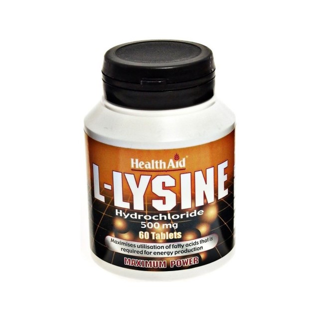 HEALTH AID L-Lysine 500mg Συμπλήρωμα Διατροφής Απαραίτητου Αμινοξέως για την Παραγωγή Δομικών Πρωτεϊνών του Σώματος 60 Tabs