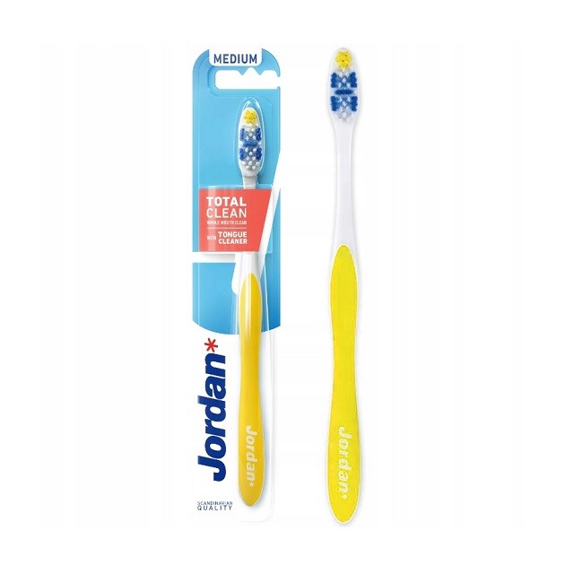 Jordan Total Clean Medium Οδοντόβουρτσα Μέτρια Κίτρινη 1τμχ
