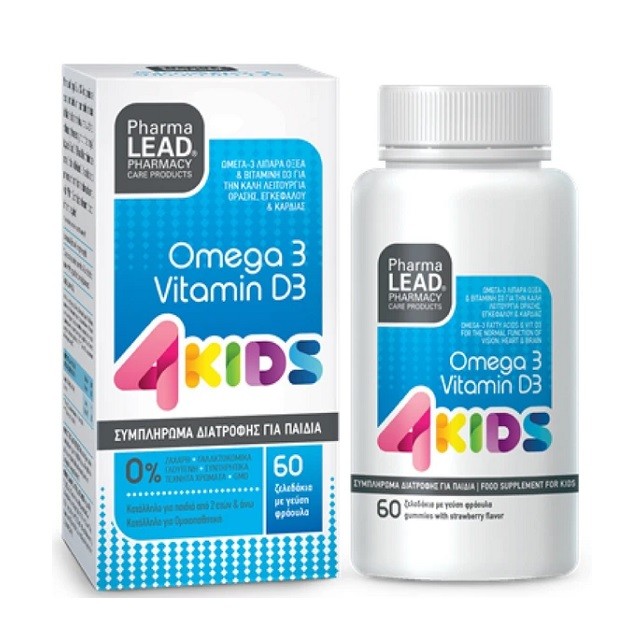Pharmalead Omega 3 & Vitamin D3 4Kids Συμπλήρωμα Διατροφής Με Ωμέγα-3 Λιπαρά Οξέα & Βιταμίνη D3, 60 Ζελεδάκια