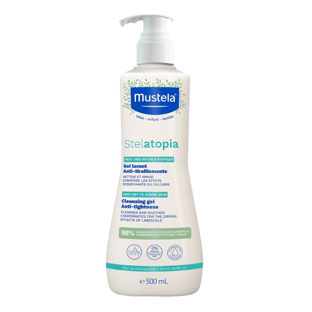 Mustela Stelatopia Cleansing Gel Anti-Tightness Βρεφικό Αφροντούς για Σώμα & Μαλλιά για Ξηρή με Τάση Ατοπίας Επιδερμίδας 500ml