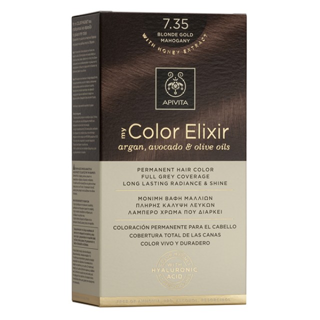 APIVITA My Color Elixir Νο 7.35 Βαφή Μαλλιών Μόνιμη Ξανθό Μελί Μαόνι