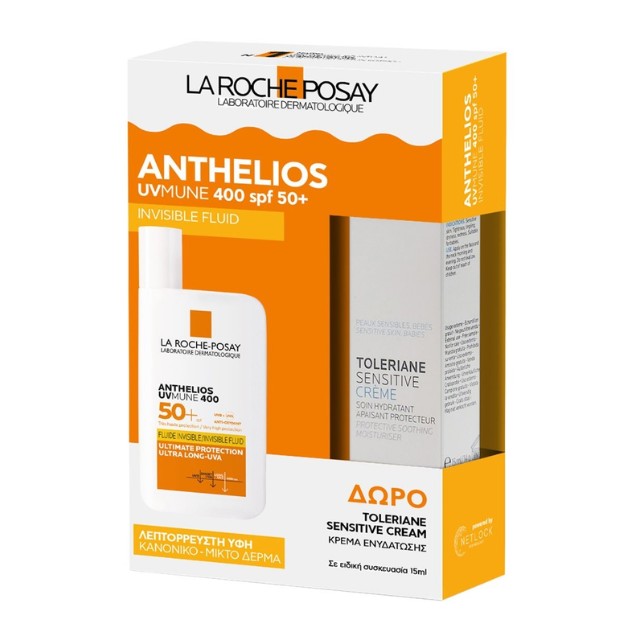 La Roche Posay Πακέτο Anthelios UVMune 400 Invisible Fluid SPF50+ 50ml & Δώρο Toleriane Sensitive Cream 15ml