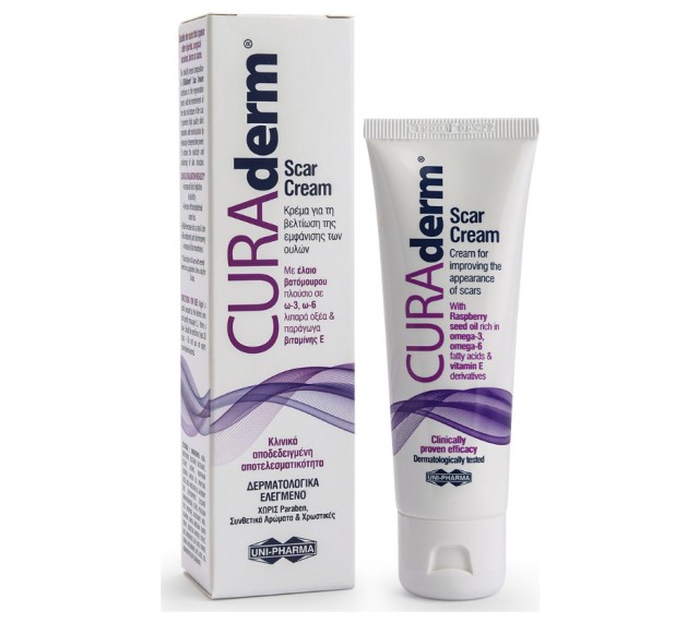 UniPharma Curaderm Scar Cream Κρέμα για την Βελτίωση της Εμφάνισης των Ουλών, 50ml