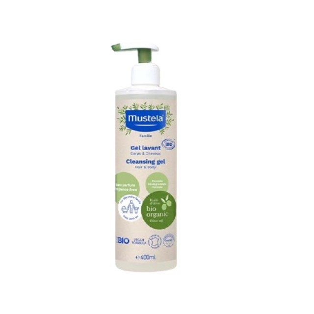 Mustela Bio Cleansing Gel Hair & Body Βιολογικό Τζελ Καθαρισμού για Μαλλιά & Σώμα 400ml
