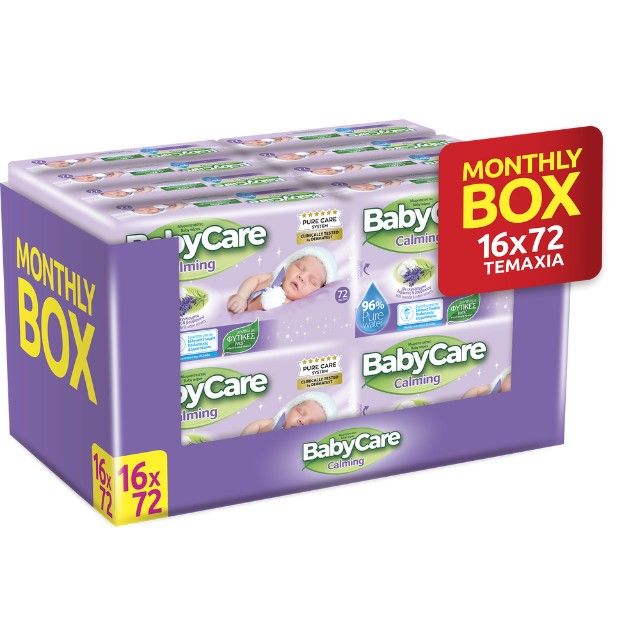 BabyCare Calming Pure Water Monthly Box Μωρομάντηλα (16x72) 1152τμχ
