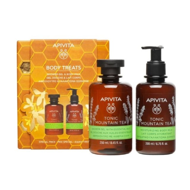 Apivita Body Treats Πακέτο Shower Gel  250ml & Body Milk 200ml